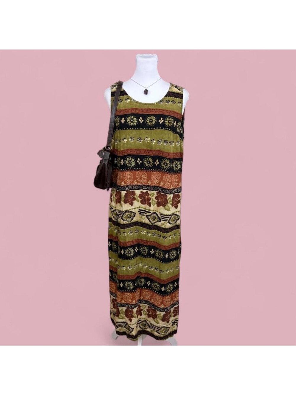 90s striped floral boho dress